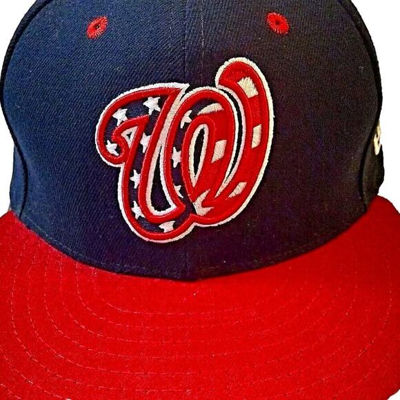 New Era 59Fifty Washington Nationals Hat/Cap Size 7.5 USA Flag Logo MLB 4th July - Picture 1 of 7